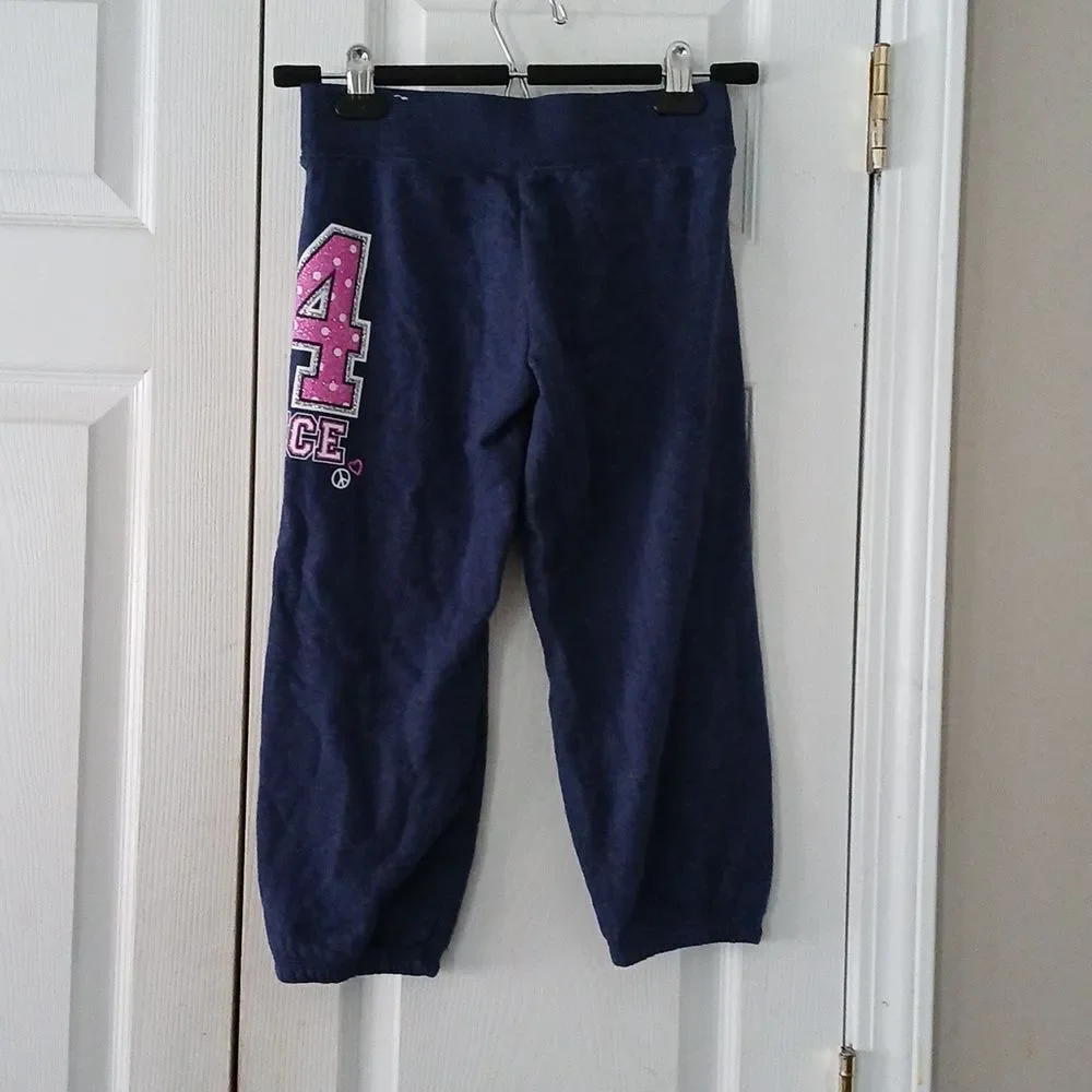 Justice navy purple sweatpants capris  Sz 10 NWOT